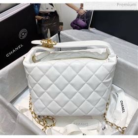 Chanel Quilted Leather Large Hobo Bag With Gold-Tone Metal AS1747 White 2020 (AFEI-20040323)