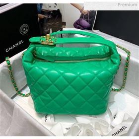 Chanel Quilted Leather Large Hobo Bag With Gold-Tone Metal AS1747 Green 2020 (AFEI-20040325)