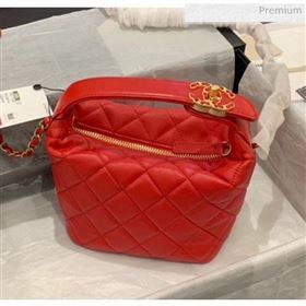 Chanel Quilted Leather Small Hobo Bag With Gold-Tone Metal AS1745 Red 2020 (KS-20040330)