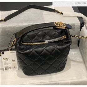 Chanel Quilted Leather Small Hobo Bag With Gold-Tone Metal AS1745 Black 2020 (KS-20040326)