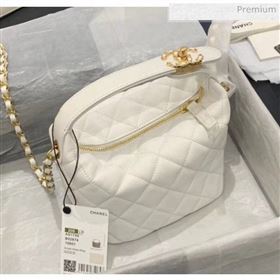 Chanel Quilted Leather Small Hobo Bag With Gold-Tone Metal AS1745 White 2020 (KS-20040328)