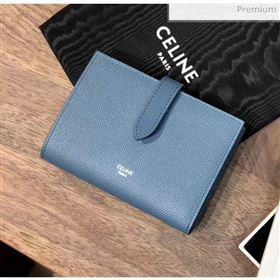 Celine Grained Calfskin Medium Strap Multifunction Wallet Blue (BXL-20040201)