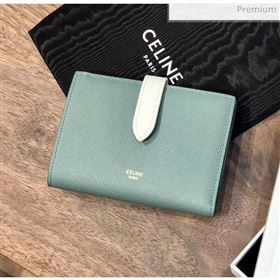 Celine Grained Calfskin Medium Strap Multifunction Wallet Light Green/White (BXL-20040205)