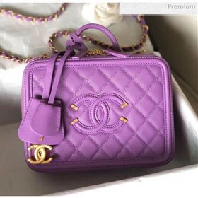 Chanel Grained Calfskin Medium Vanity Case Bag A93343 Purple 2019 (YD-20040212)