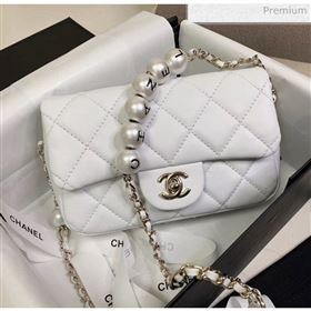 Chanel Lambskin Small Flap Bag with Imitation Pearls AS1436 White 2020 (JY-20040308)
