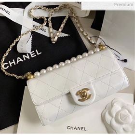 Chanel Clutch Bag with Chain And Imitation Pearls AP1001 White 2020 (JY-20040301)