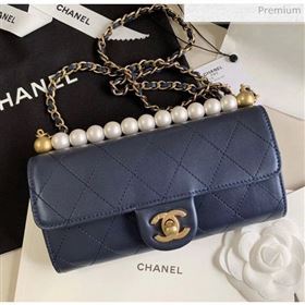 Chanel Clutch Bag with Chain And Imitation Pearls AP1001 Blue 2020 (JY-20040303)