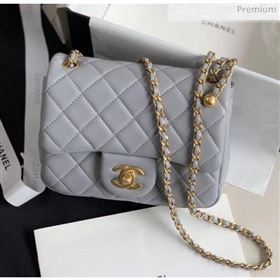 Chanel Lambskin &amp; Gold-Tone Metal Flap Bag AS1786 Light Grey 2020 (JY-20040305)