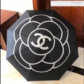 chaneI camellia umbrella for sun &amp; rain black (XA-873562)
