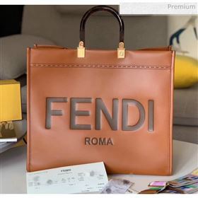 Fendi Sunshine Shopper Bag in Brown Leather 2020 (HS-20041342)