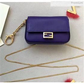 Fendi NANO BAGUETTE Charm Bag in Purple Leather 2020 (CL-20041350)