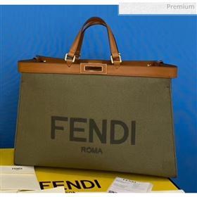 Fendi Peekaboo X-TOTE Canvas Tote Bag Deep Green 2020 (CL-20041365)