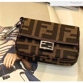 Fendi NANO BAGUETTE Charm Bag in FF Canvas Brown 02 2020 (CL-20041359)