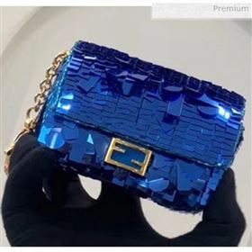 Fendi NANO BAGUETTE Charm Bag in Blue Sequin 2020 (CL-20041364)