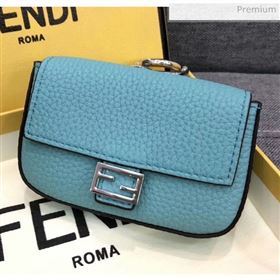 Fendi NANO BAGUETTE Charm Bag in Grainy Leather Blue 2020 (AFEI-20041348)