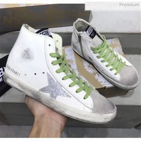 Golden Goose GGDB Calfskin Star Francy Sneaker White/Silver/Green 2020 (13-20041640)