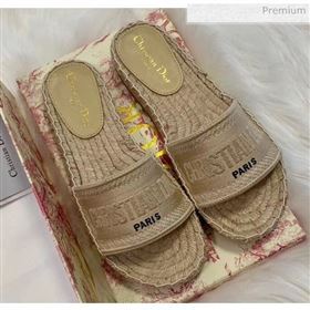 Dior Granville Embroidered Cotton Espadrille Mule Beige 2020 (HB-20041558)