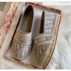 Dior Granville Dior Oblique Embroidered Cotton Espadrille Grey 2020 (HB-20041464)