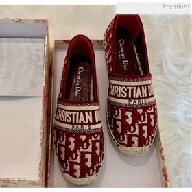 Dior Granville Dior Oblique Embroidered Cotton Espadrille Burgundy 2020 (HB-20041568)