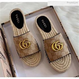 Gucci GG Matelassé Canvas Espadrille Sandal Beige/Black 2020 (HB-20041402)