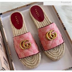 Gucci GG Matelassé Canvas Espadrille Sandal Pink 2020 (HB-20041404)