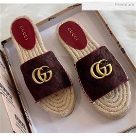 Gucci GG Matelassé Canvas Espadrille Sandal Chocolate 2020 (HB-20041403)