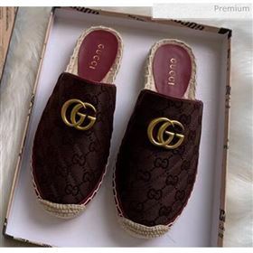 Gucci GG Matelassé Canvas Espadrille Slipper Chocolate 2020 (HB-20041416)