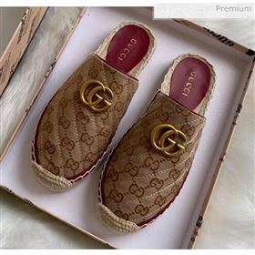 Gucci GG Matelassé Canvas Espadrille Slipper Beige 2020 (HB-20041417)