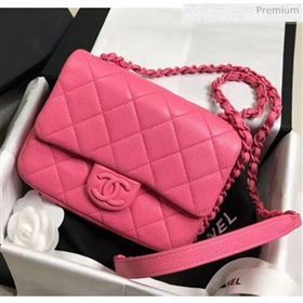 Chanel Grained Calfskin &amp; Lacquered Metal Flap Bag AS1784 Pink 2020 (JY-20041739)