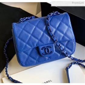 Chanel Grained Calfskin &amp; Lacquered Metal Flap Bag AS1784 Blue 2020 (JY-20041740)