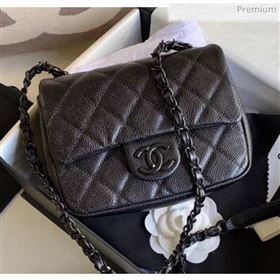 Chanel Grained Calfskin &amp; Lacquered Metal Flap Bag AS1784 Black 2020 (JY-20041741)
