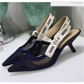 Dior JAdior Slingback Fishnet Pump With 6.5cm Heel Blue 2020 (JC-20041810)