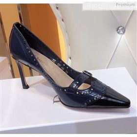 Dior Spectadior Strap Pumps in Perforated Leather Black/Blue 2020 (SY-20041804)