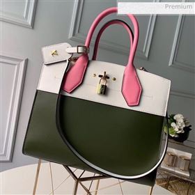 Louis Vuitton City Steamer MM Bag In Smooth Calfskin M42188 Army Green/White/Pink (K-20041832)