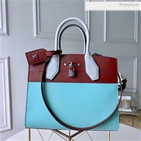 Louis Vuitton City Steamer MM Bag In Smooth Calfskin M42188 Blue/Burgundy (K-200418230)