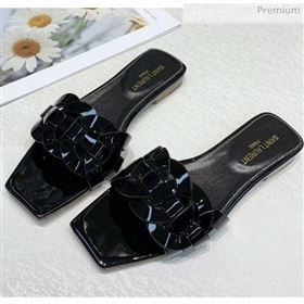 Saint Laurent Patent Leather Flat Sandal Black 2020 (ME-20042025)