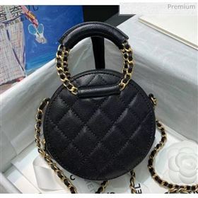 Chanel Grained Calfskin Clutch With Chain &amp; Round Handles AP1176 Black 2020 (AFEI-20042128)