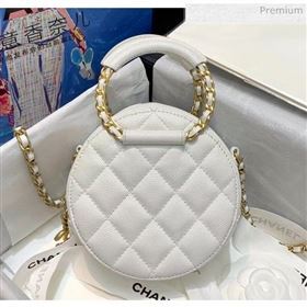 Chanel Grained Calfskin Clutch With Chain &amp; Round Handles AP1176 White 2020 (AF-20042129)