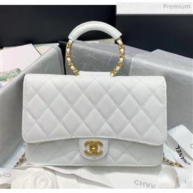 Chanel Grainy Calfskin Wallet on Chain With Round Handle AP1177 White 2020 (AFEI-20042124)