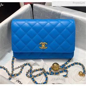 Chanel Metal Wallet on Chain WOC Bag AP1450 Blue 2020 (AFEI-20042119)