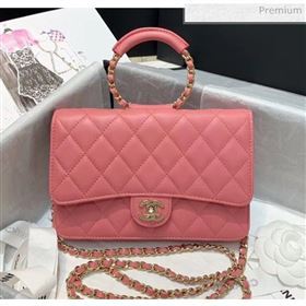 Chanel Lambskin Wallet on Chain With Round Handle AP1177 Pink 2020 (AFEI-20042123)