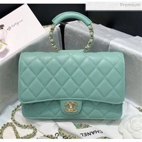 Chanel Lambskin Wallet on Chain With Round Handle AP1177 Light Green 2020 (AFEI-20042122)