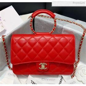 Chanel Lambskin Wallet on Chain With Round Handle AP1177 Red 2020 (AFEI-20042121)