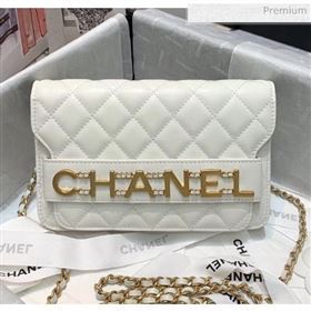 Chanel Calfskin Wallet on Chain With Logo Chain AP1234 White 2020 (SS-20042133)