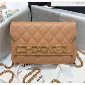 Chanel Calfskin Wallet on Chain With Logo Chain AP1234 Beige 2020 (SS-20042134)