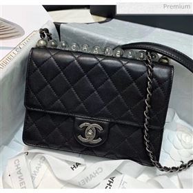 Chanel Acrylic Beads Goatskin Small Falp Bag AS0585 Black/Silver 2020 (SS-20042202)