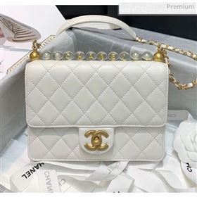Chanel Acrylic Beads Goatskin Small Falp Bag AS0585 White 2020 (SS-20042203)