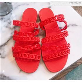 Hermes &quot;Chaine dAncre&quot; PVC Slipper Sandal Red 2020 (ME-20042030)
