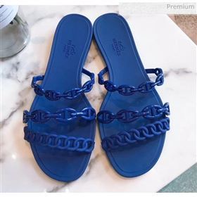  Hermes &quot;Chaine dAncre&quot; PVC Flat Sandal Blue 2020 (ME-20042032)