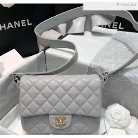 Chanel Lambskin &amp; Calfskin Flap Bag AS1737 Grey 2020 (SS-20042225)